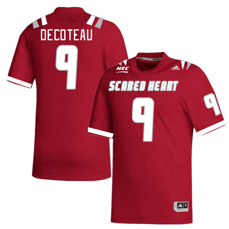 Men-Youth #9 Jaylen DeCoteau Scared Heart Pioneers 2023 College Football Jerseys Stitched Sale-Red